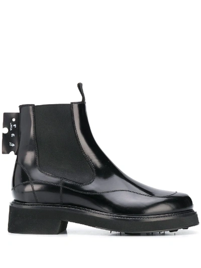 Shop Off-white Chelasea Leather Boots In Black