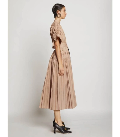 Shop Proenza Schouler Pleated Poplin Belted Dress In Light Khaki/neutrals