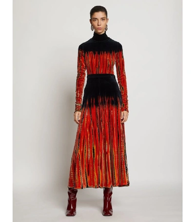 Shop Proenza Schouler Tie Dye Velvet Skirt In Poppy/fatigue/navy/orange
