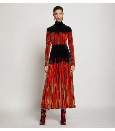 Shop Proenza Schouler Tie Dye Velvet Skirt In Poppy/fatigue/navy/orange