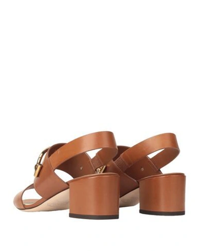 Shop Tod's Woman Sandals Tan Size 7 Soft Leather In Brown