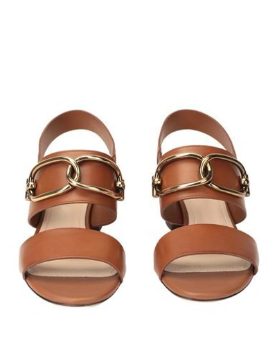 Shop Tod's Woman Sandals Tan Size 7 Soft Leather In Brown