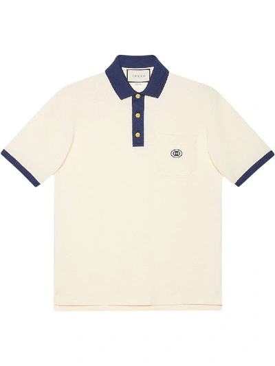Shop Gucci Logo Polo Shirt In White