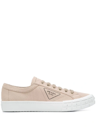 Prada Gabardine Wheel Sneakers Sole Contrast In Nude