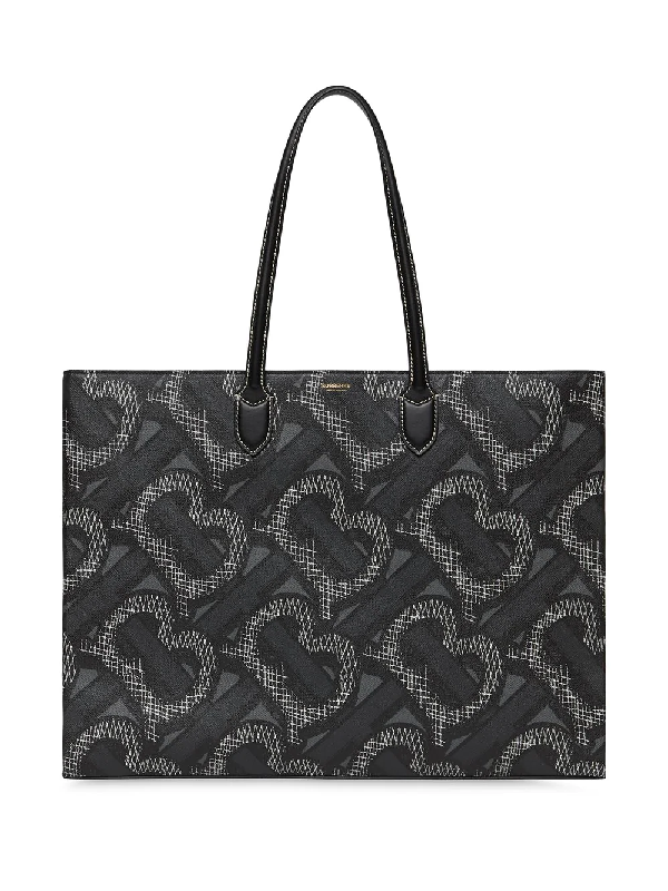 Burberry Monogram Print E-canvas Tote Bag In Black ,grey | ModeSens