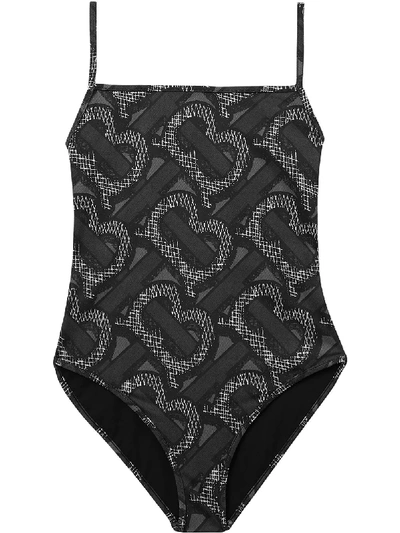 Shop Burberry Monogram Print Swimsuit In Black