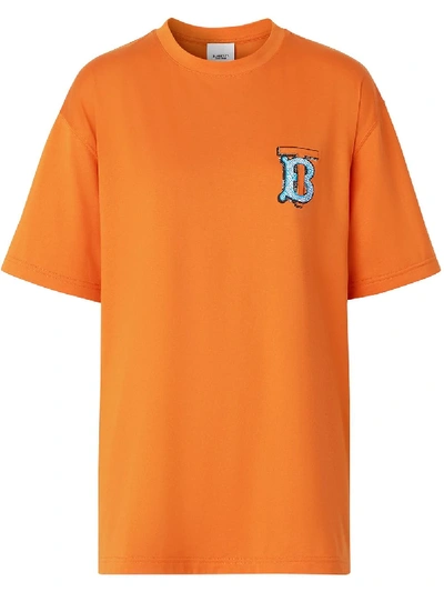 Shop Burberry Monogram Motif T-shirt In Orange
