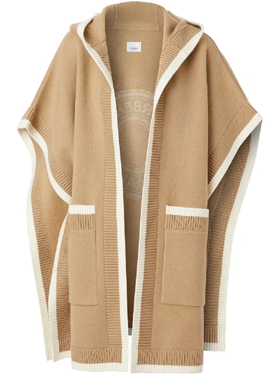 Shop Burberry Logo Jacquard-woven Cape In Neutrals