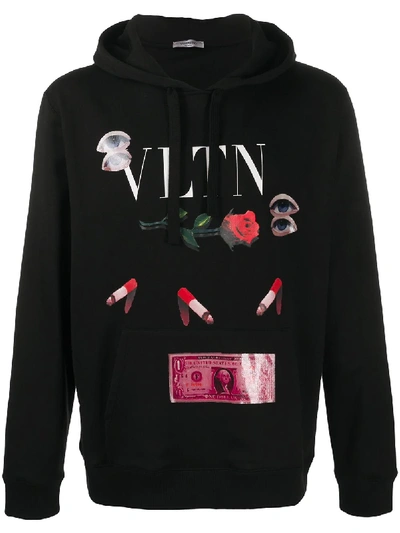 Shop Valentino X Emilio Villalba Vltn Hoodie In Black