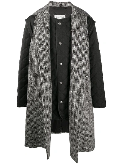 Shop Maison Margiela Single-breasted Layered Coat In Grey