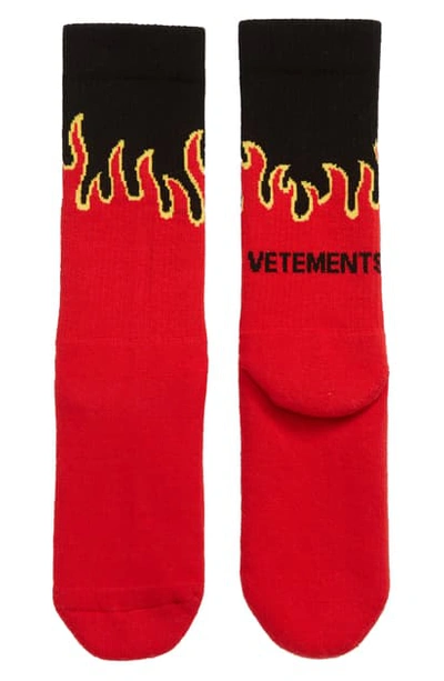 Shop Vetements Fire Logo Crew Socks In Multicolor