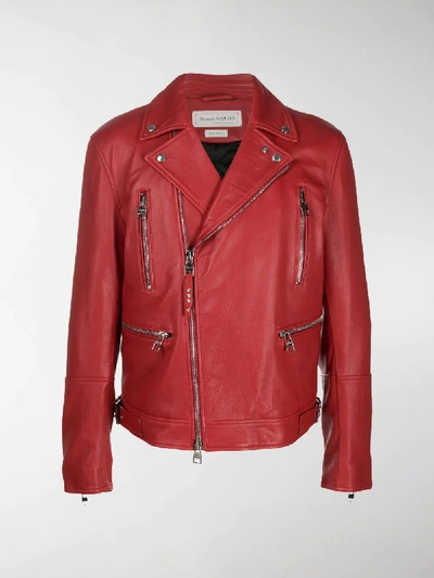 Shop Alexander Mcqueen Biker Jacket In Red