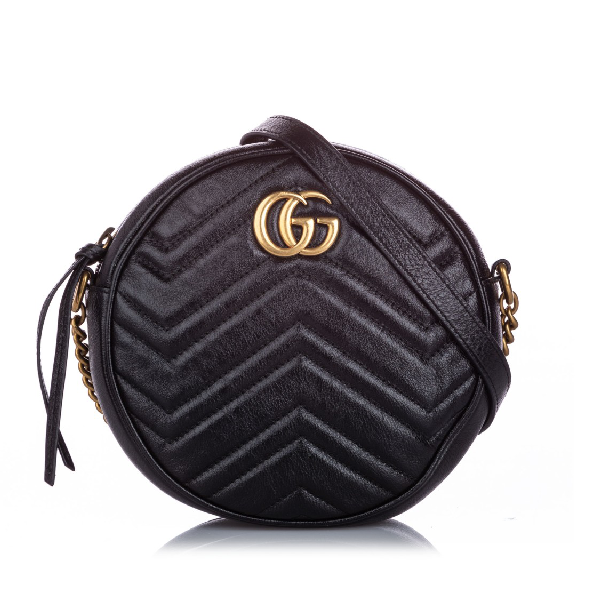 Gucci Gg Marmont Round Crossbody Bag In Black | ModeSens