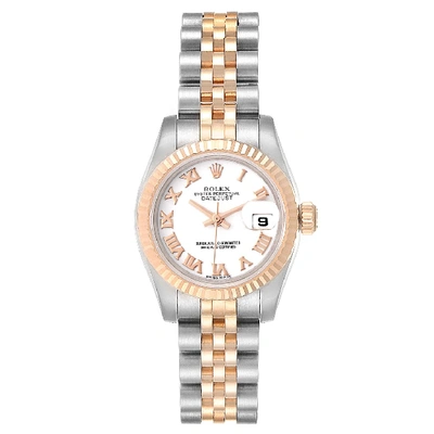 Shop Rolex Datejust Steel Everose Gold Jubilee Bracelet Ladies Watch 179171 In Not Applicable