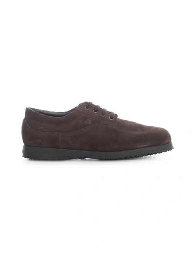 Shop Hogan Traditional Low Lace Up Shoes In Brown