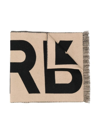 Shop Burberry Logo Jacquard Scarf In Brown