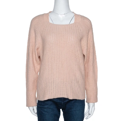 Pre-owned Chloé Peach Angora & Wool Knit Sweater L In Orange
