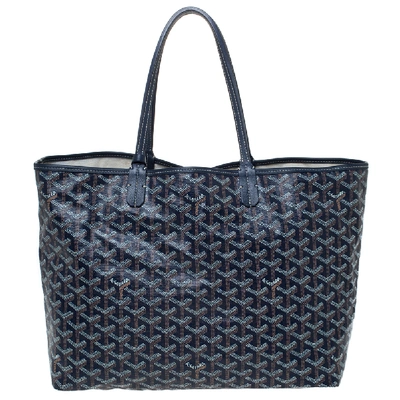 Pre-owned Goyard Ine Coated Canvas St. Louis Pm Tote In Navy Blue