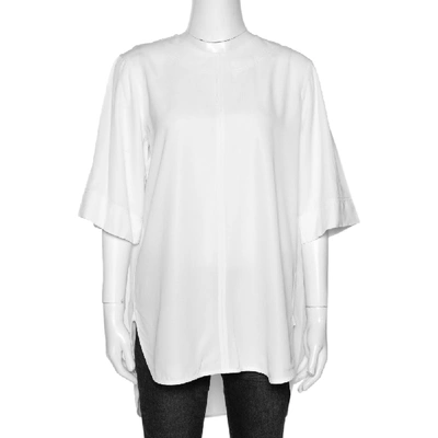 Pre-owned Celine White Three Quarter Sleeve Tunic Top L