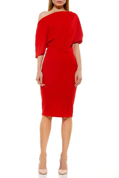 Shop Alexia Admor Olivia Draped One-shoulder Dress In Red