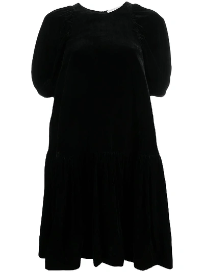 Shop Cecilie Bahnsen Velvet Shift Dress In Black