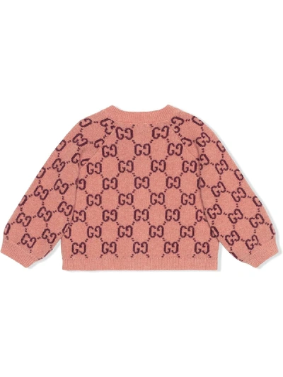 Shop Gucci Gg Crew Neck Cardigan In Pink