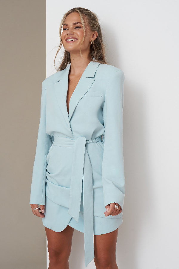 baby blue blazer dress