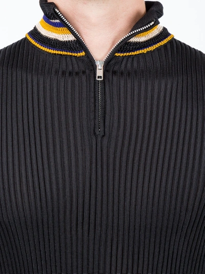 Shop Walesbonner Striped Detail Jumper Black