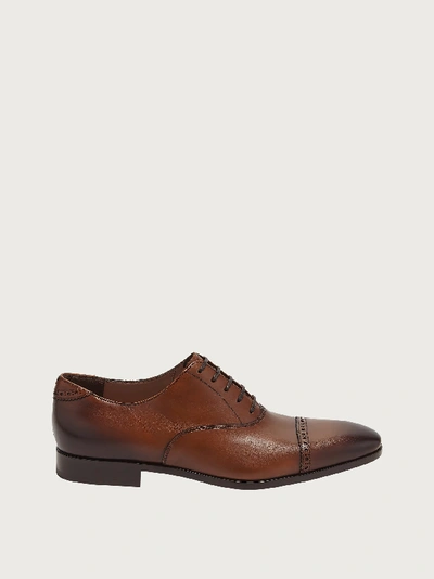 Shop Ferragamo Cap Toe Oxford Shoe In Brown