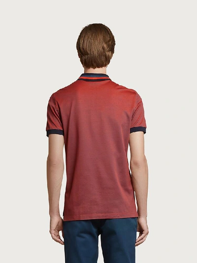 Shop Ferragamo Short Sleeved Gancini Polo Shirt In Red/mezcal Teal