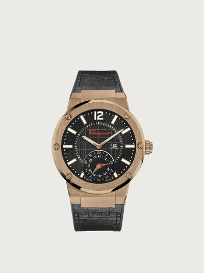 Shop Ferragamo F-80 Motion Watch In Brown