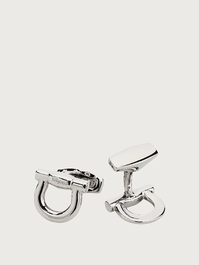 Shop Ferragamo Gancini Cufflinks In Silver