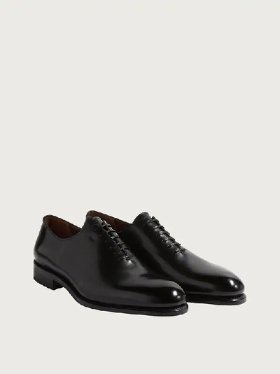 Ferragamo Men's Angiolo Tramezza Whole-cut Leather Lace-up Shoes In Black