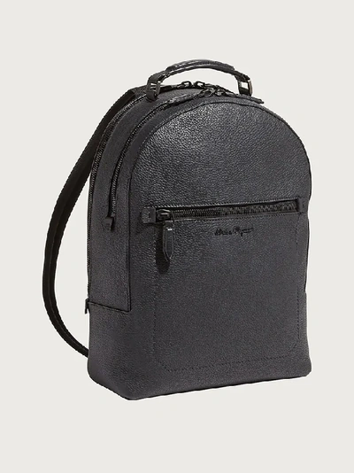 Ferragamo Embroidered Logo Backpack In Black