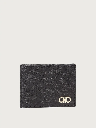 Shop Ferragamo Gancini Wallet With Id Window In Black