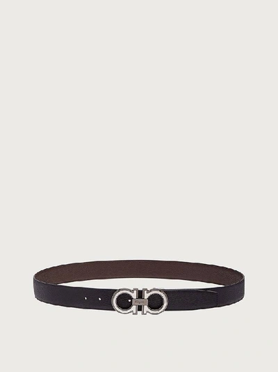 Ferragamo Reversible And Adjustable Gancini Belt In Black