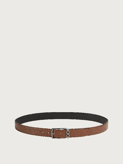 Shop Ferragamo Reversible And Adjustable Gancini Belt In Brown