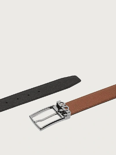 Ferragamo Reversible And Adjustable Gancini Belt In Brown
