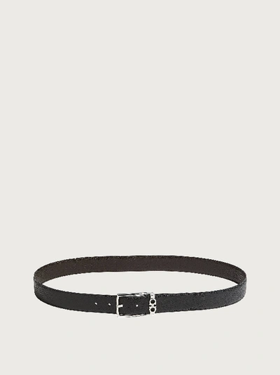 Ferragamo Reversible And Adjustable Gancini Belt In Black