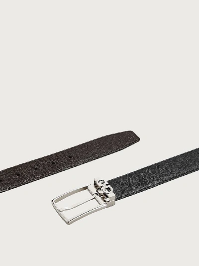 Ferragamo Reversible And Adjustable Gancini Belt In Black