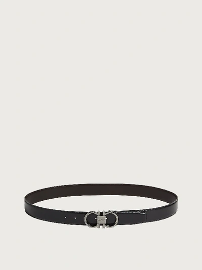 Ferragamo Reversible And Adjustable Gancini Belt In Black