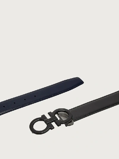 Ferragamo Adjustable Reversible Belts Punch-hole Detailing In Black