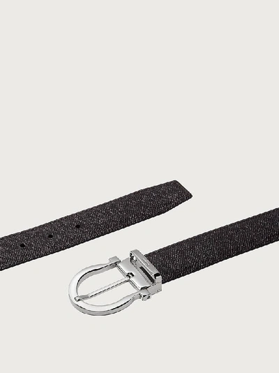Ferragamo Reversible And Adjustable Gancini Belt In Black