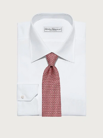 Shop Ferragamo Gancini Print Silk Tie In Red