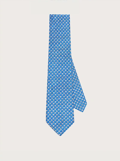 Shop Ferragamo Cat And Gancini Print Tie In Blue