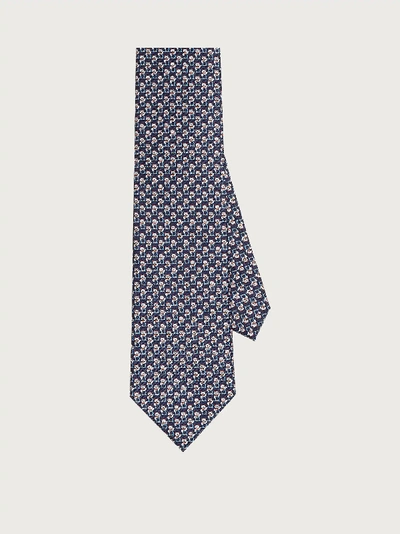 Shop Ferragamo Cat And Gancini Print Tie In Blue