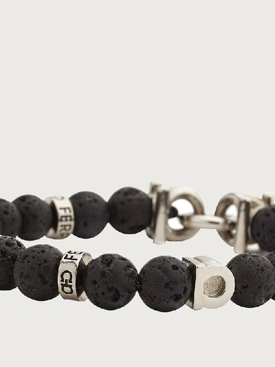 Ferragamo Elasticated Bracelet With Gancini - Size 17 In Black