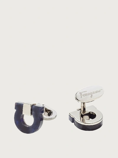 Shop Ferragamo Gancini Cufflinks In Silver