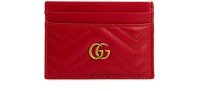 Shop Gucci Gg Marmont Cardholder In Hibiscus Red/hibiscus Red