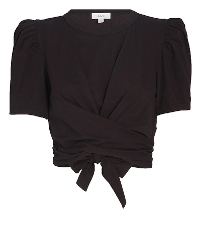 Shop A.l.c Monica Wrap Cotton T-shirt In Black